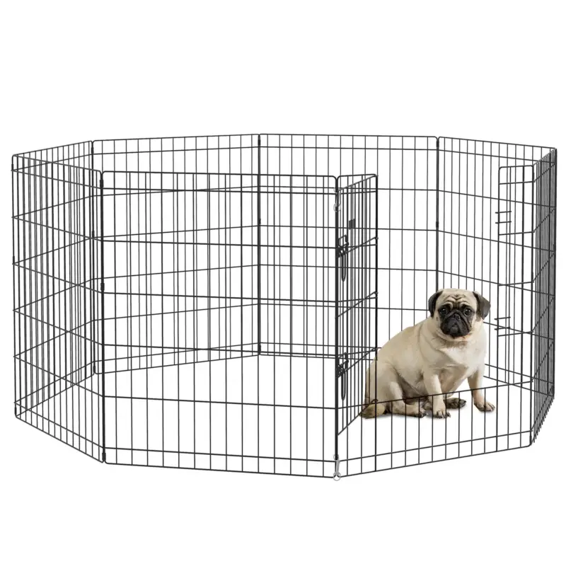 Qualità premium | EasyComfort Recinto per Cani e Cuccioli, Box per Animali da 8 Pezzi in Filo di Ferro, 76 x 61cm Nero