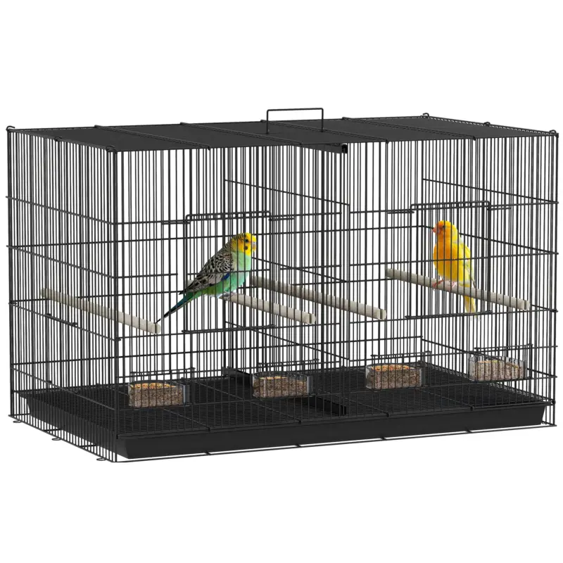 EasyComfort Gabbia per Uccelli con Divisorio e Ripiano Inferiore Portaoggetti, in Acciaio e PP, 94x57x57 cm, Nero - Prezzo produttore