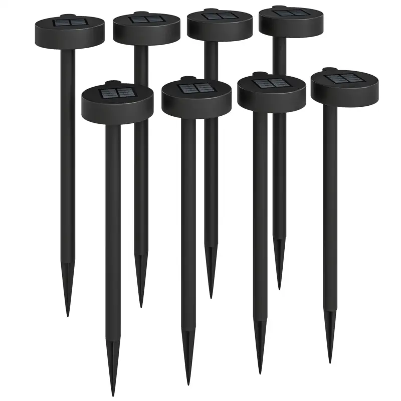 EasyComfort Set 8 Faretti da Esterno a Energia Solare con Illuminazione LED a 3000K, in PP, PS e ABS, 12x10x46 cm, Nero - Molto apprezzato