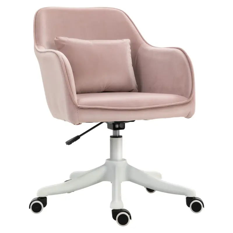 EasyComfort Sedia da Ufficio Massaggiante a 2 Punti con Cuscino e Braccioli, in Tessuto, 57x70x78-86 cm, Rosa | Scorte limitate