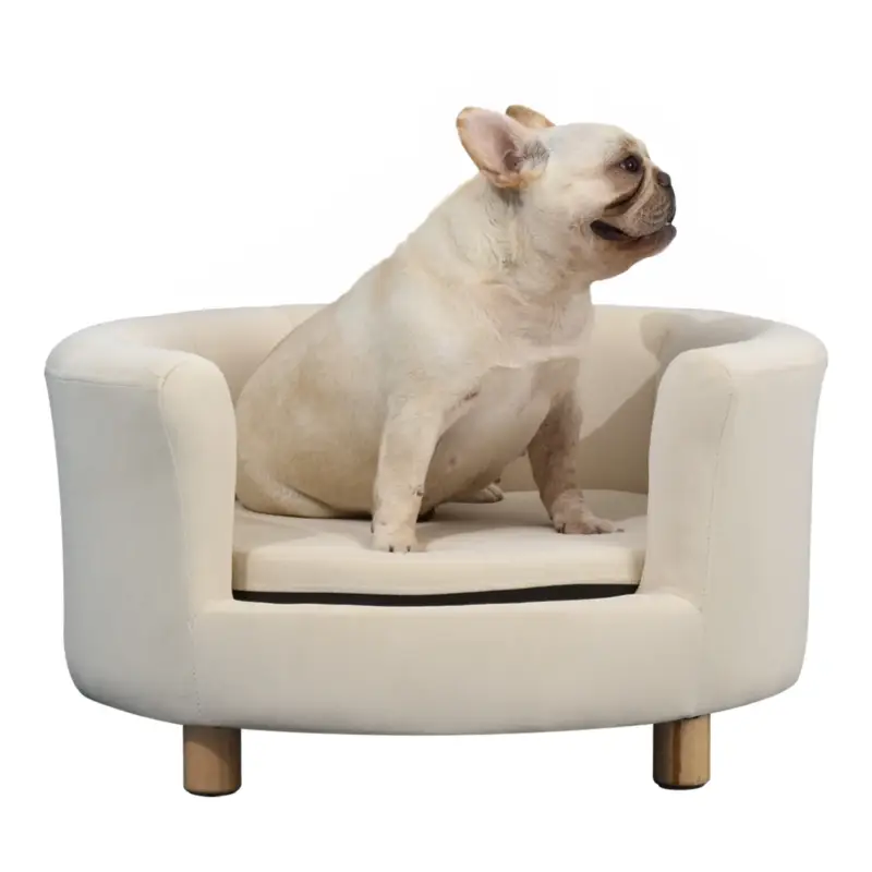 Acquisto sicuro - EasyComfort Divano per Cani e Gatti Imbottito con Schienale e Cuscino Rimovibile, 65x64x37cm, Crema