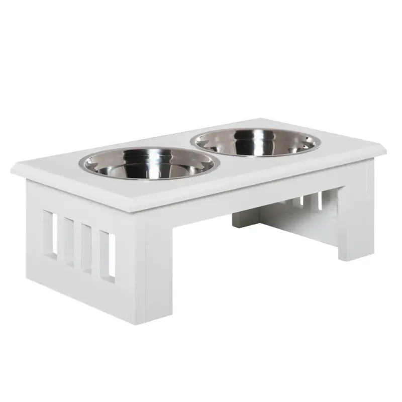 EasyComfort Ciotole Rialzate per Cani Piccoli e Taglia Media, Supporto in MDF con 2 Ciotole in Acciaio, Bianco - Acquista oggi