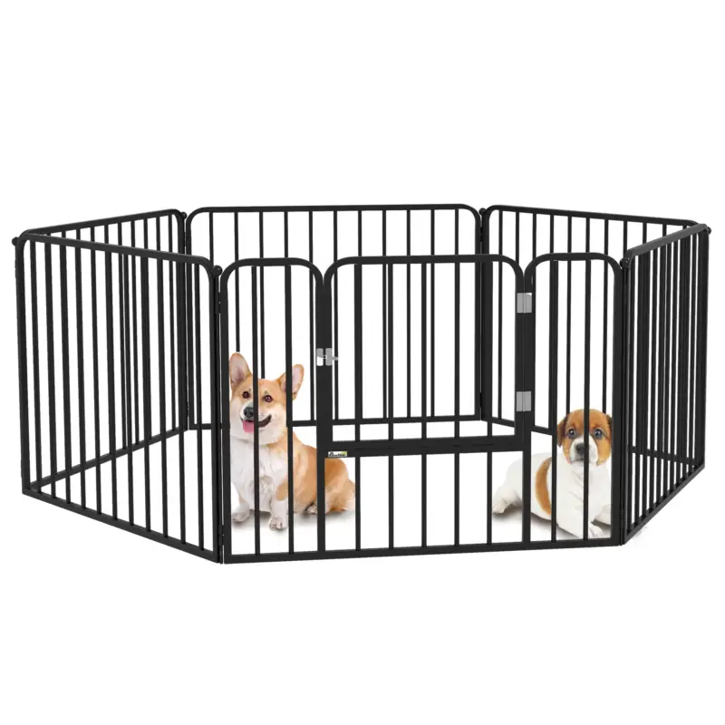 Svendita - EasyComfort Recinto per Cani a 6 Pannelli Modulabili da Interno ed Esterno, in Acciaio, 164x83x60 cm, Nero