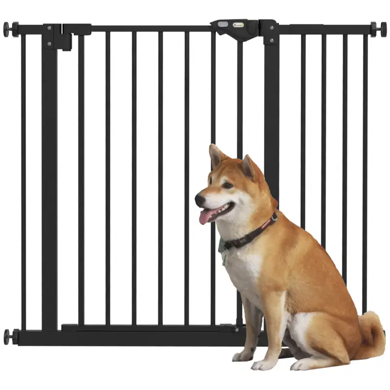 EasyComfort Cancellino per Cani Regolabile con Chiusura Automatica, in Acciaio e Plastica, 74-100x77 cm Nero - Reso gratuito