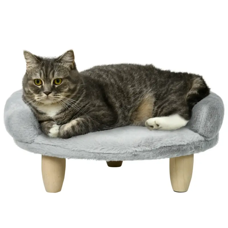 EasyComfort Cuccia Divanetto per Cani e Gatti Sfoderabile in Peluche con Schienale, 47x40x20 cm, Grigio | Affare