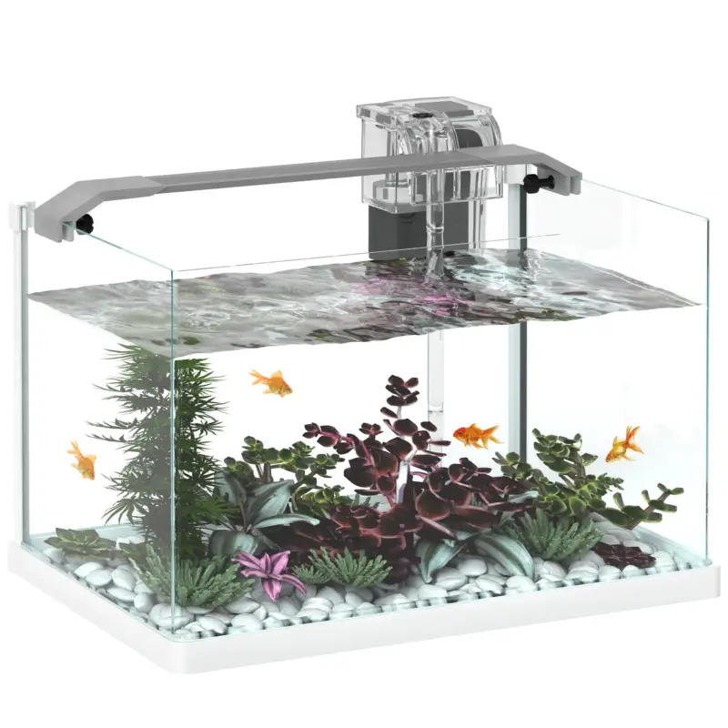 EasyComfort Acquario in Vetro con Luci LED da 20L, Filtro e Pompa d'Acqua, 38x26x27 cm, Bianco | Qualità professionale