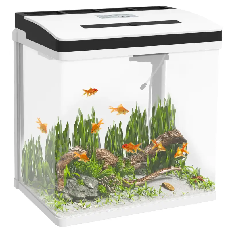 EasyComfort Acquario 28L a Illuminazione LED con Fori di Ventilazione e Pompa, in Vetro e ABS, 38x26x38cm - Spedizione immediata