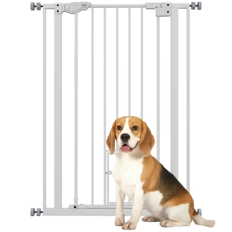 EasyComfort Cancellino per Cani Regolabile Alto con Porta Piccola e Chiusura Automatica, 74-80x104cm, Bianco | Tra i più amati