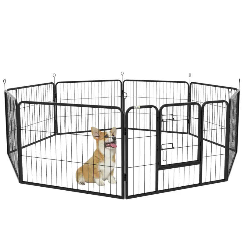 Direttamente dalla fabbrica | EasyComfort Recinto per Cani a 8 Pezzi Modulabili per Interno ed Esterno, in Acciaio , 80x60 cm, Nero