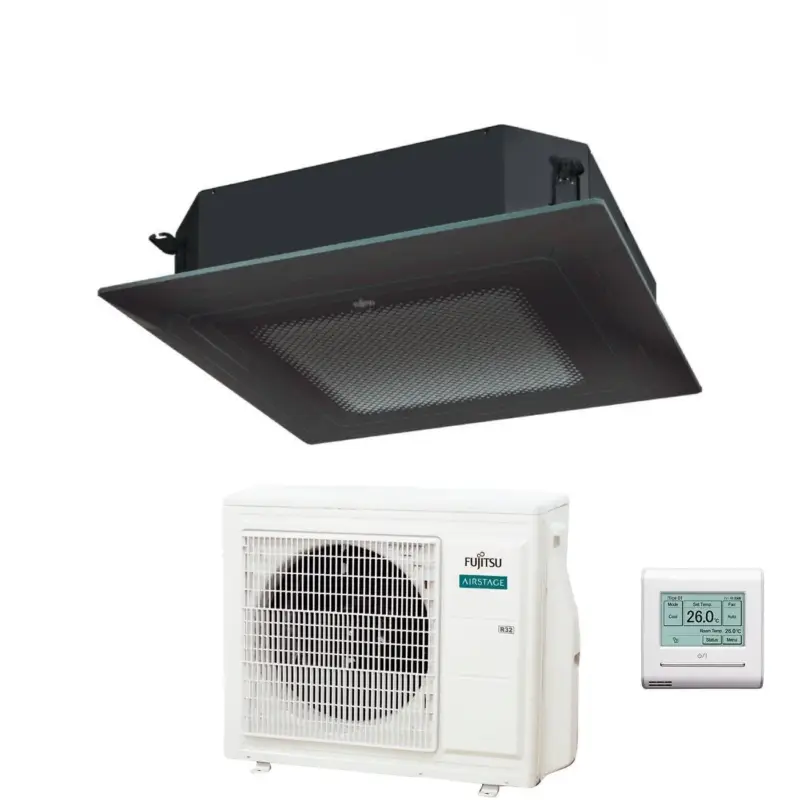 Spedizione veloce - Condizionatore a Cassetta Fujitsu KR Eco Circular Flow Black 24000 Btu AUXG24KRLB R-32 Wi-Fi Optional con Griglia e Filocomando