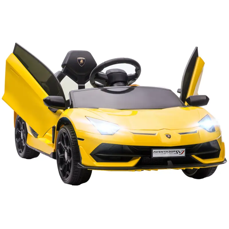 Più venduto | EasyComfort Macchina Elettrica per Bambini 3-5 anni con Licenza Lamborghini, Auto 12V conTelecomando, Clacson e Musica, Giallo