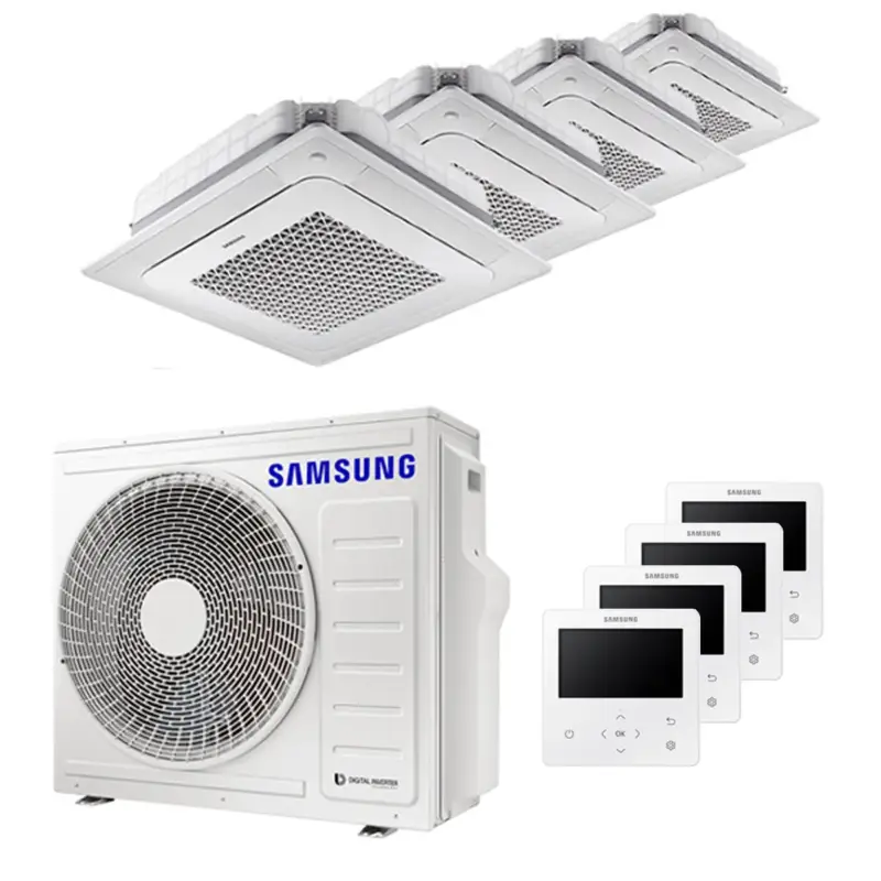 Condizionatore Samsung Cassetta Windfree 4 vie quadri split 9000+9000+12000+12000 BTU inverter A++ unità esterna 8,0 kW - Fino a esaurimento scorte