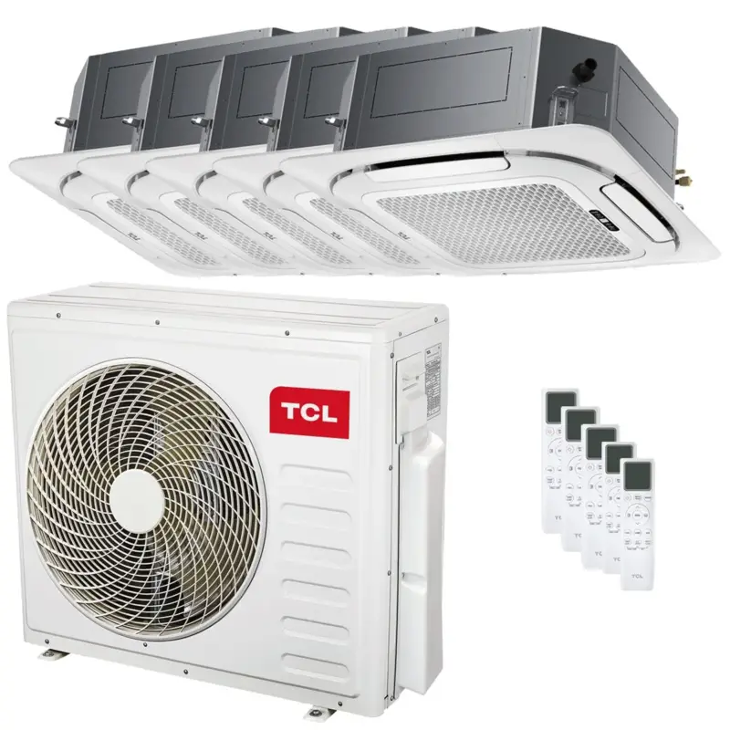 Ultima novità | Condizionatore TCL Cassetta 4 vie Serie S penta split 9000+12000+12000+12000+18000 BTU inverter A++ wifi unità esterna 12.2 kW